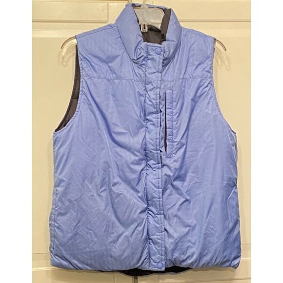 Lands End Reversible Down Puffer Vest Full Zip‎ Women’s Size M 10-12  Blue Black - Picture 1 of 8